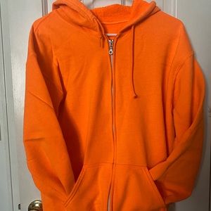 Neon orange zip hoodie size M